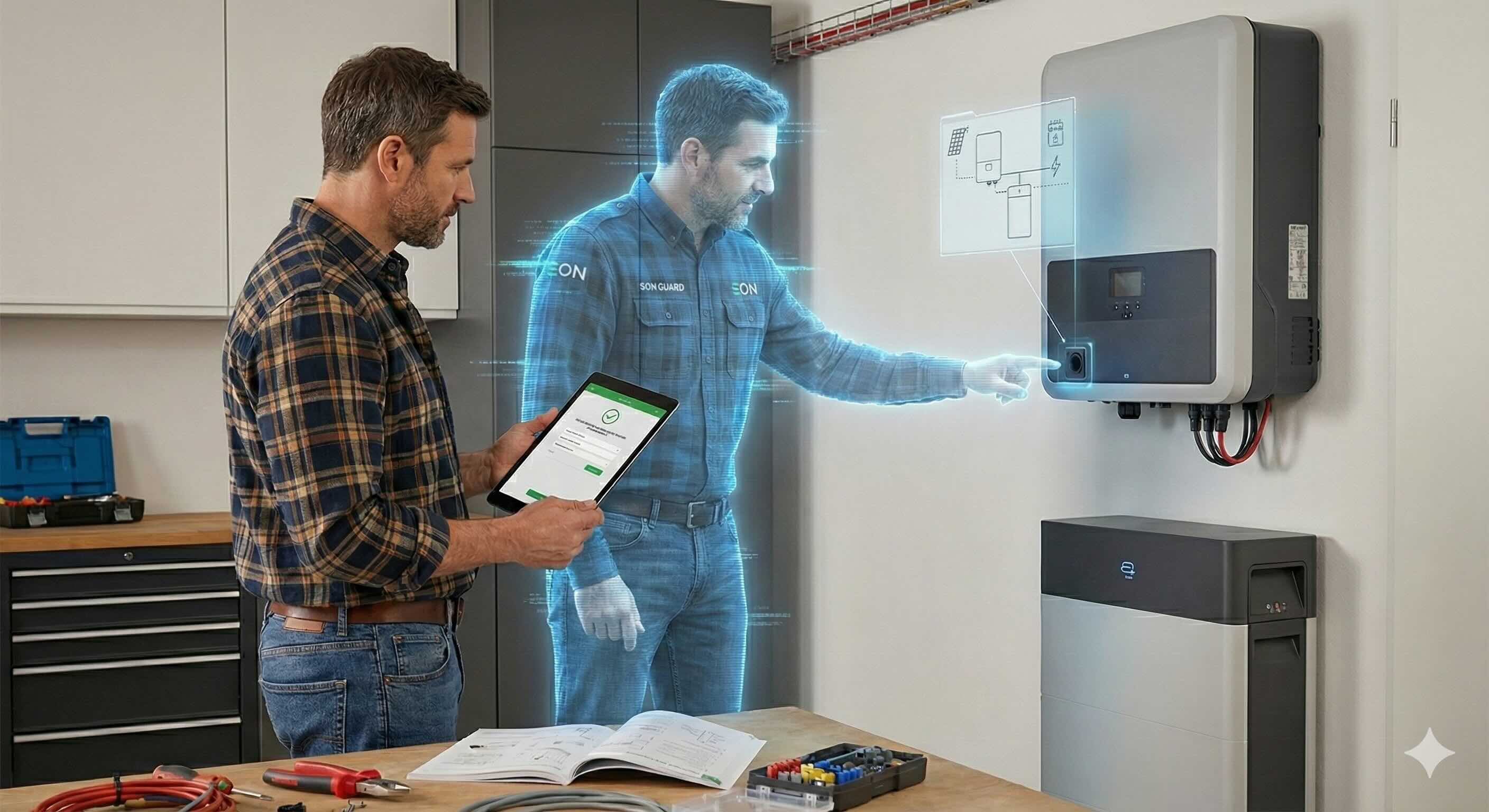 Dálkové monitorování systému elektrárny s holografickým technikem E.ON